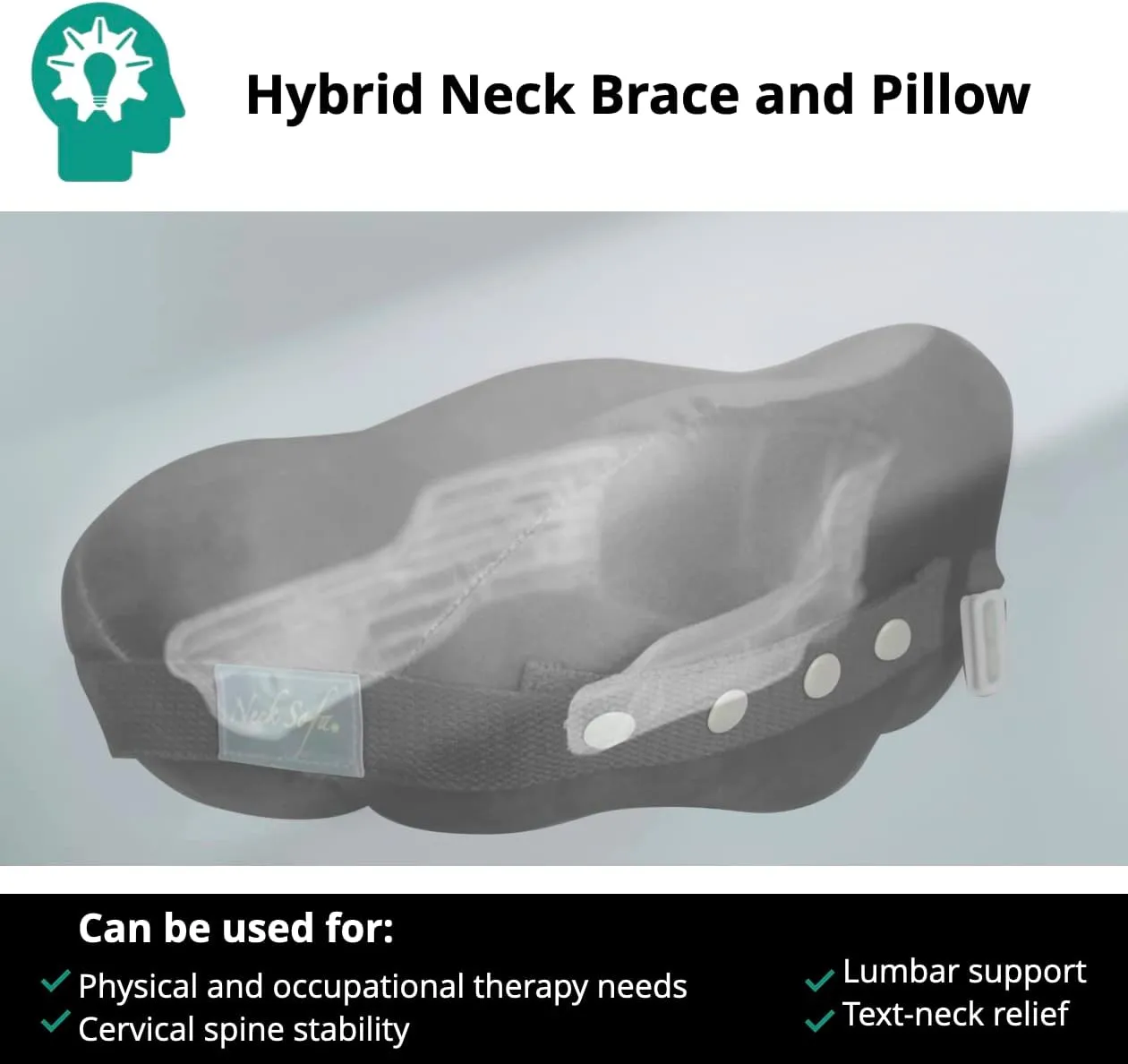 Memory Foam Neck Pillow, Chiropractor Cervical Support - Versatile Ergonomic Design for Sleeping, Airplane Flights, Car Travel, Orthopedic Pillow, Black