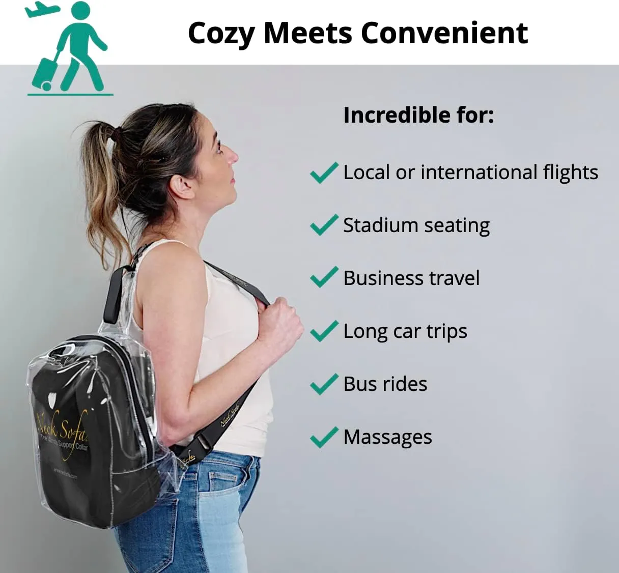 Memory Foam Neck Pillow, Chiropractor Cervical Support - Versatile Ergonomic Design for Sleeping, Airplane Flights, Car Travel, Orthopedic Pillow, Black