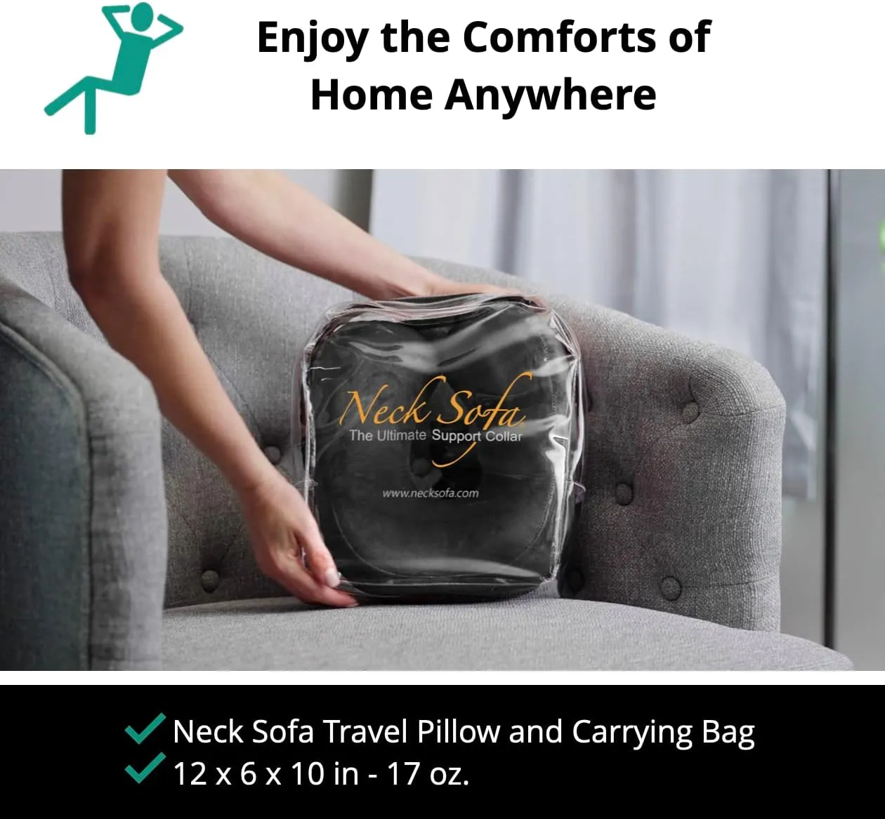 Memory Foam Neck Pillow, Chiropractor Cervical Support - Versatile Ergonomic Design for Sleeping, Airplane Flights, Car Travel, Orthopedic Pillow, Black