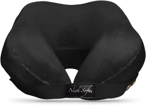 Memory Foam Neck Pillow, Chiropractor Cervical Support - Versatile Ergonomic Design for Sleeping, Airplane Flights, Car Travel, Orthopedic Pillow, Black