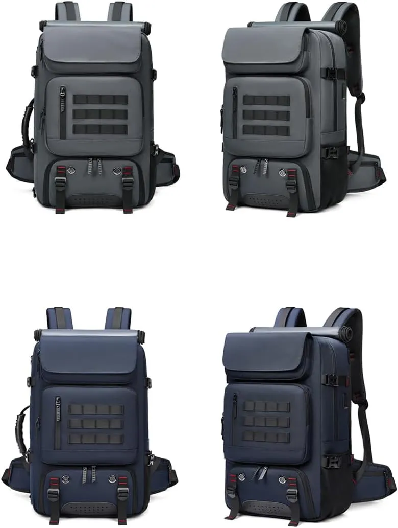 Men travel backpack,waterproof 17 inch Business Laptop Backpack with Separate Shoe Bag,USB charging port 50L outdoors trekking backpack Hiking camping backpack… (grey)
