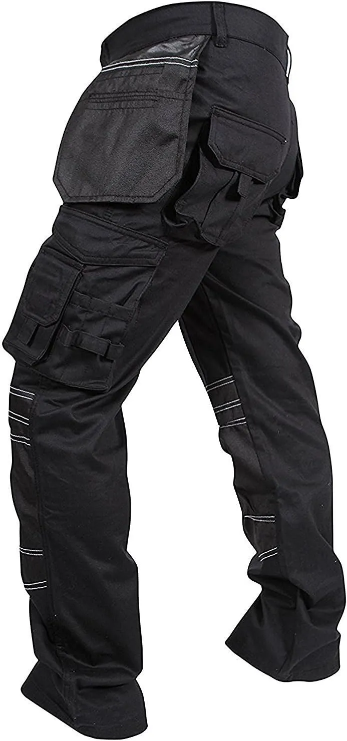 Mens Cargo Pants Khaki Black Grey Cordura Utility Work Safety Trousers Knee Pad Pockets