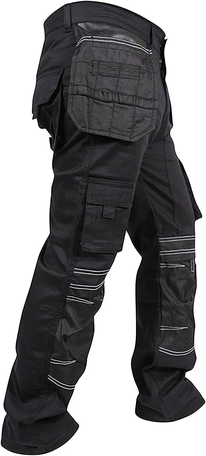 Mens Cargo Pants Khaki Black Grey Cordura Utility Work Safety Trousers Knee Pad Pockets