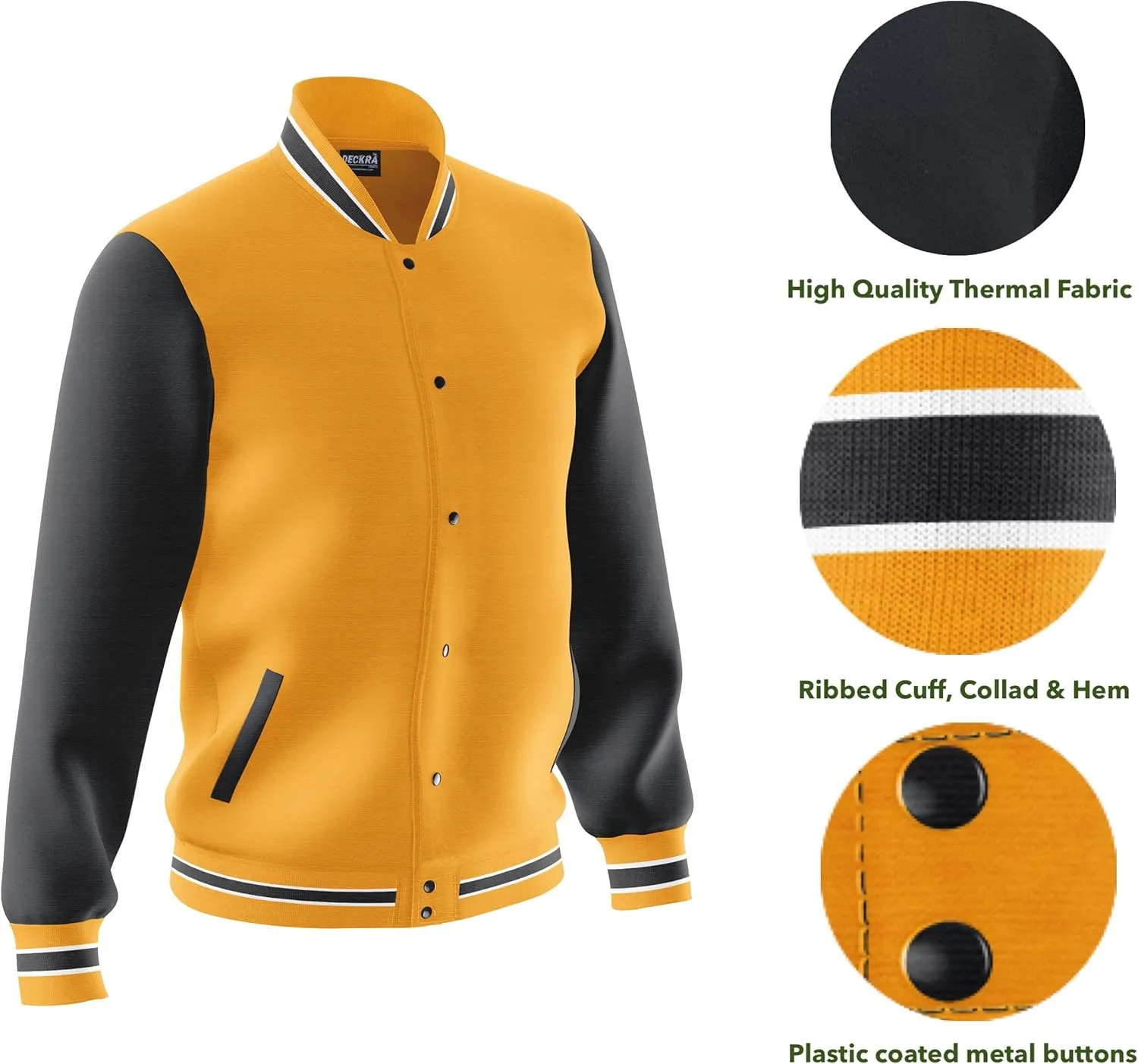 Men's Fashion Varsity Jacket Casual Regular Fit Letterman Baseball Bomber Jackets Fleece