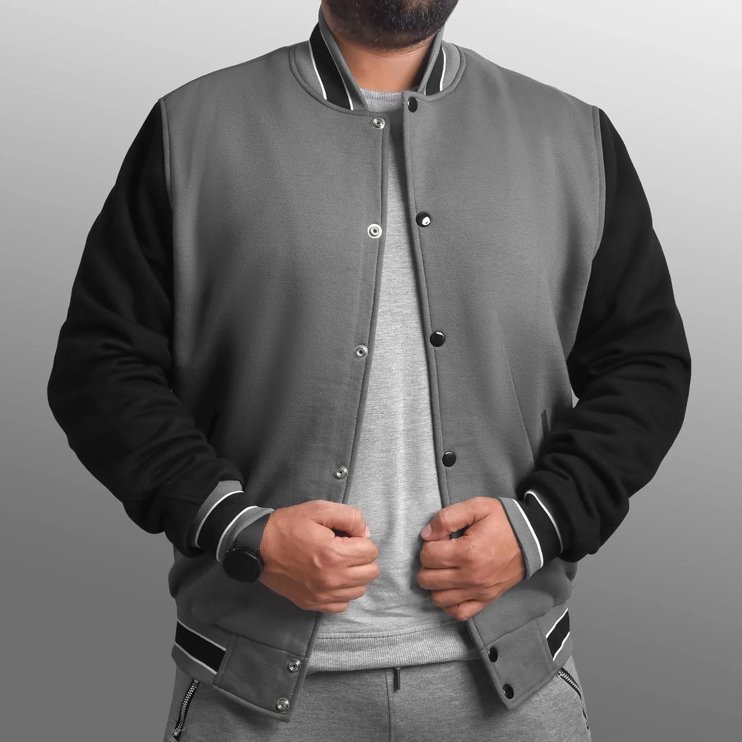 Men's Fashion Varsity Jacket Casual Regular Fit Letterman Baseball Bomber Jackets Fleece