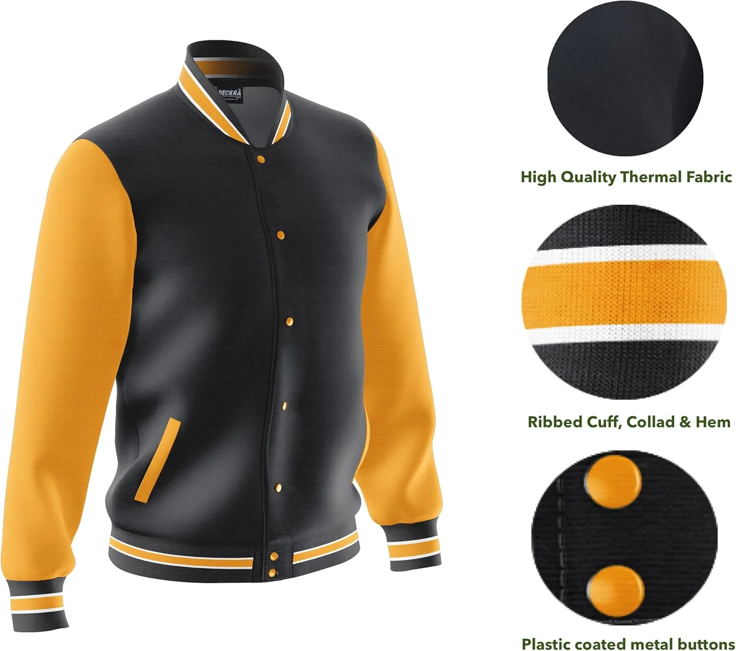 Men's Fashion Varsity Jacket Casual Regular Fit Letterman Baseball Bomber Jackets Fleece