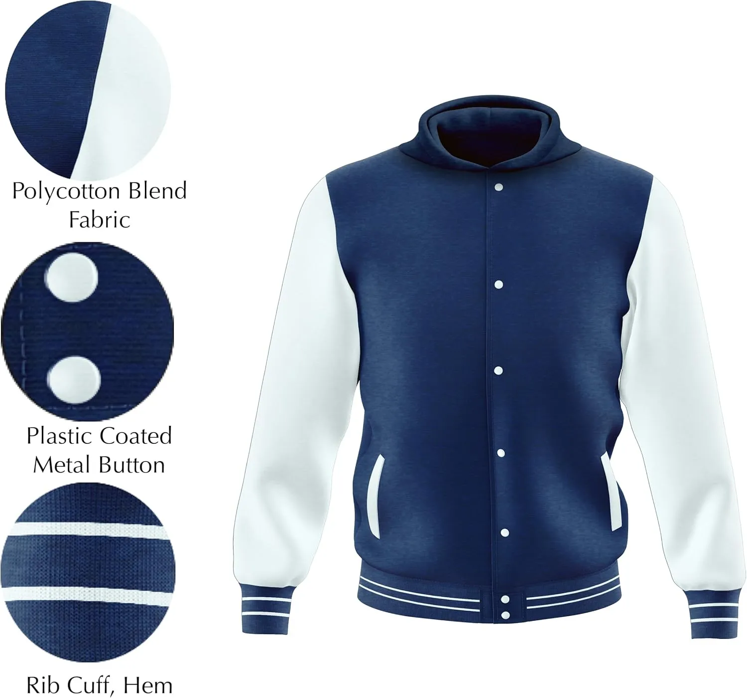 Men's Fashion Varsity Jacket Casual Regular Fit Letterman Baseball Bomber Jackets Fleece