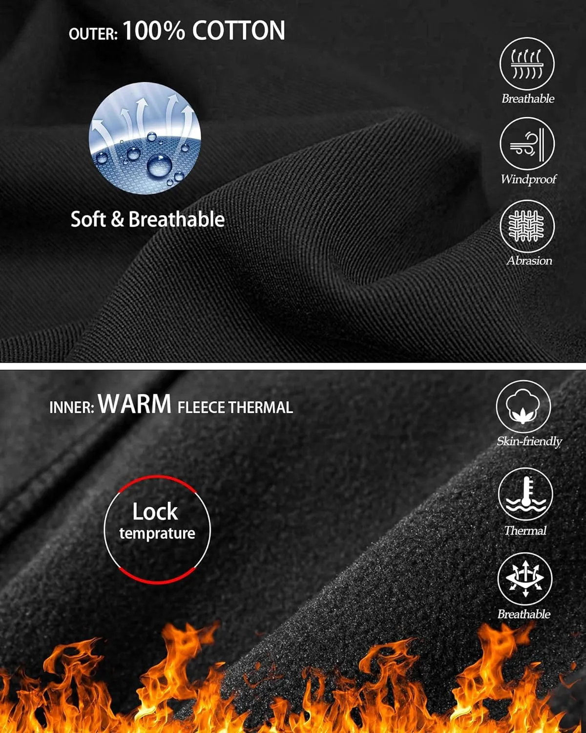 Men's Fleece Lined Hiking Pants, Winter Camo Cargo Pants Army Casual Work Ski Pants for Men with 8 Pockets No Belt