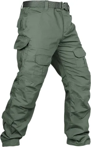 Men's Hiking Pants Water Resistant Tactical Pants Breathable Ripstop Work Cargo Pants with 10 Pockets Army Green 42
