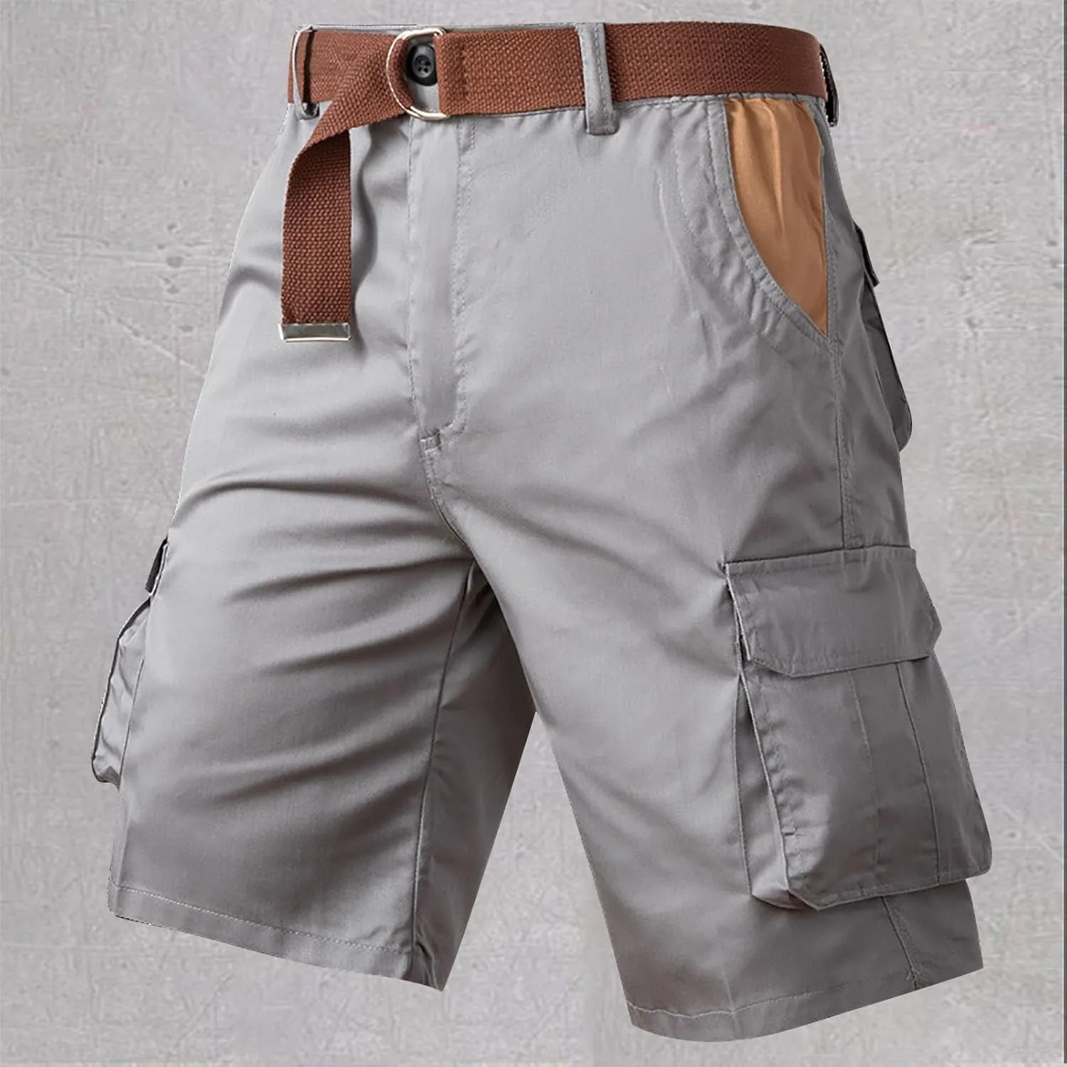 Mens Lightweight Cargo Shorts Multi Pockets Cotton Twill Utility Work Shorts Knee Length Combat Sports Hiking Shorts