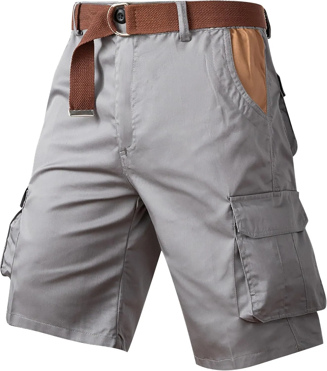Mens Lightweight Cargo Shorts Multi Pockets Cotton Twill Utility Work Shorts Knee Length Combat Sports Hiking Shorts