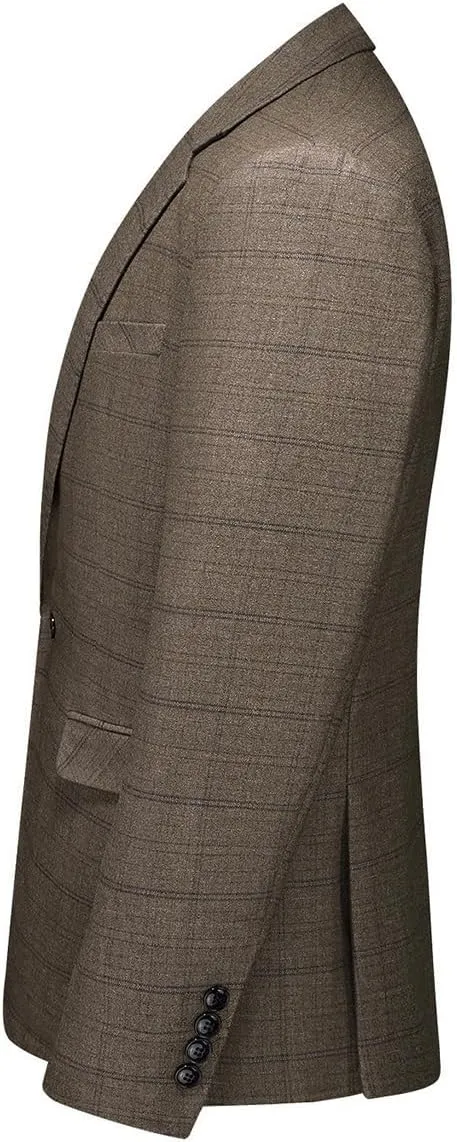 Mens Plaid Suit Tweed Slim Fit 2 Piece Casual Suits for Men One Button Tuxedo Suits Set （Blazer Jacket & Pants Set）