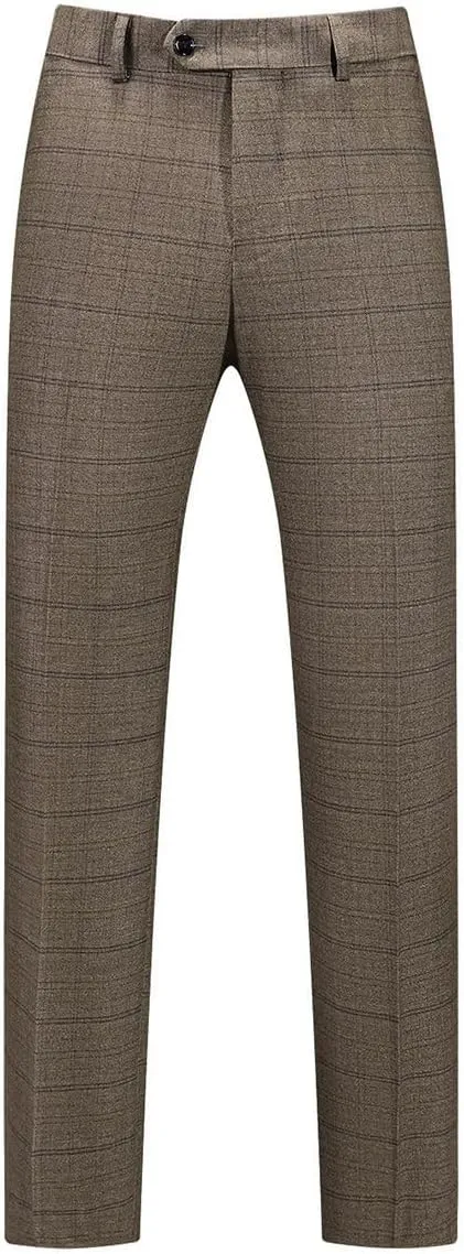 Mens Plaid Suit Tweed Slim Fit 2 Piece Casual Suits for Men One Button Tuxedo Suits Set （Blazer Jacket & Pants Set）