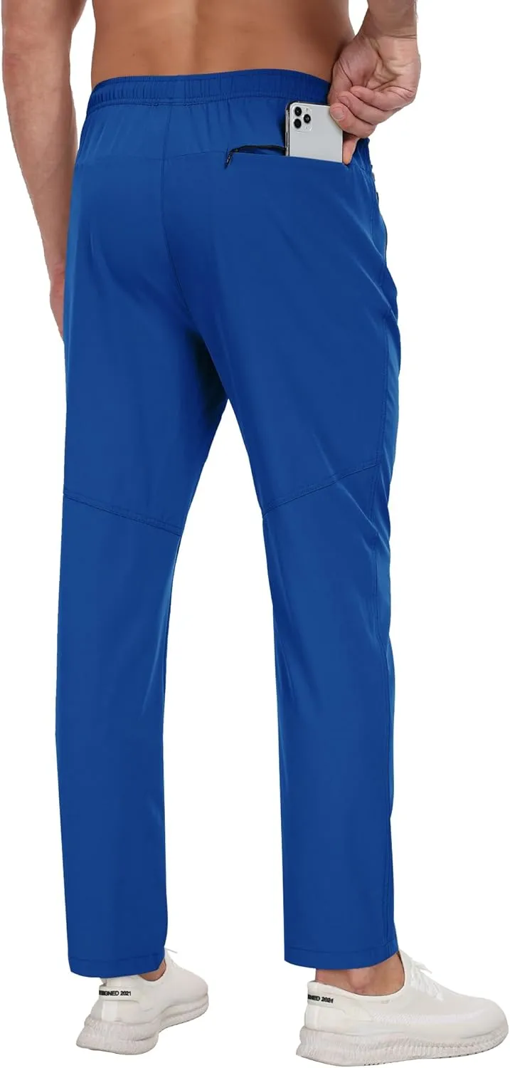 Men's Sweatpants Lightweight Workout Pants with Zipper Pockets Elastic Waist Athletic Pants for Men Exercise Jogging Hiking