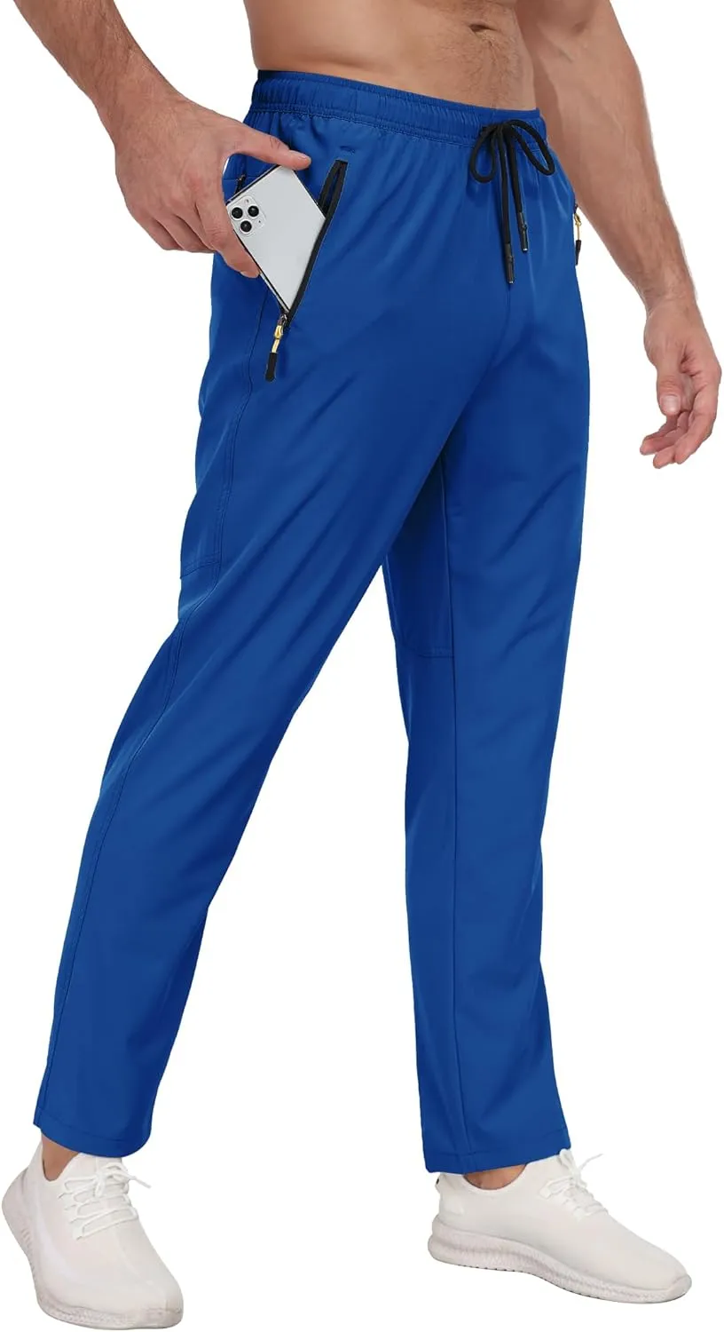 Men's Sweatpants Lightweight Workout Pants with Zipper Pockets Elastic Waist Athletic Pants for Men Exercise Jogging Hiking