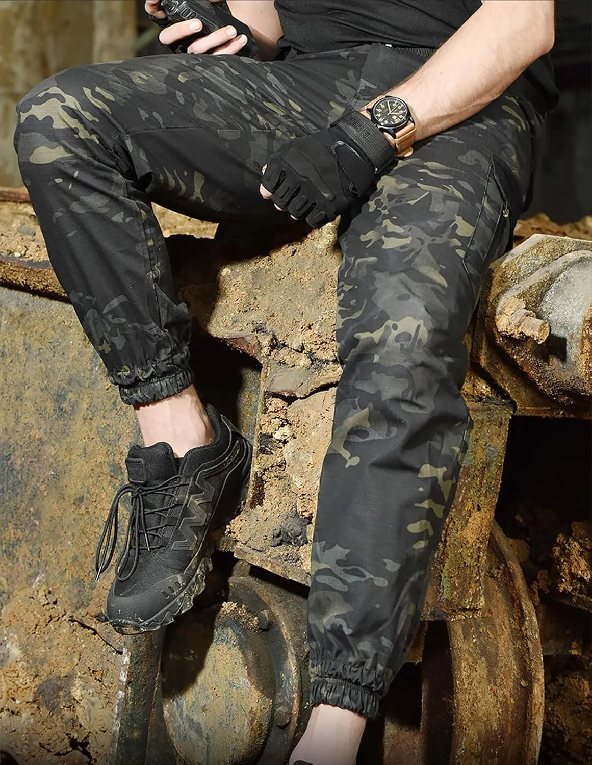 Men's Tactical Cargo Pants, Camouflage Outdoor Working Clothing with Pockets