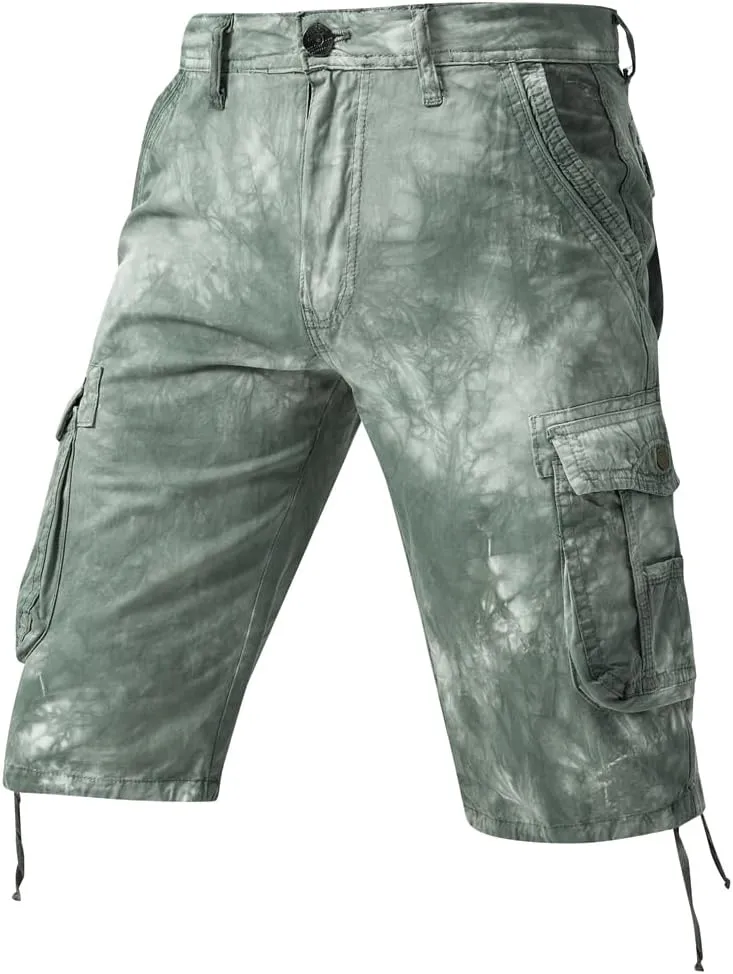 Men's Tie-dye Cargo Shorts - Summer Regular-Fit Military Shorts with Multi-Pockets
