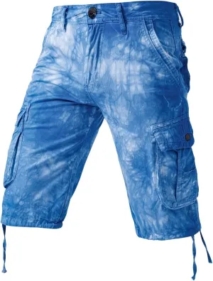 Men's Tie-dye Cargo Shorts - Summer Regular-Fit Military Shorts with Multi-Pockets