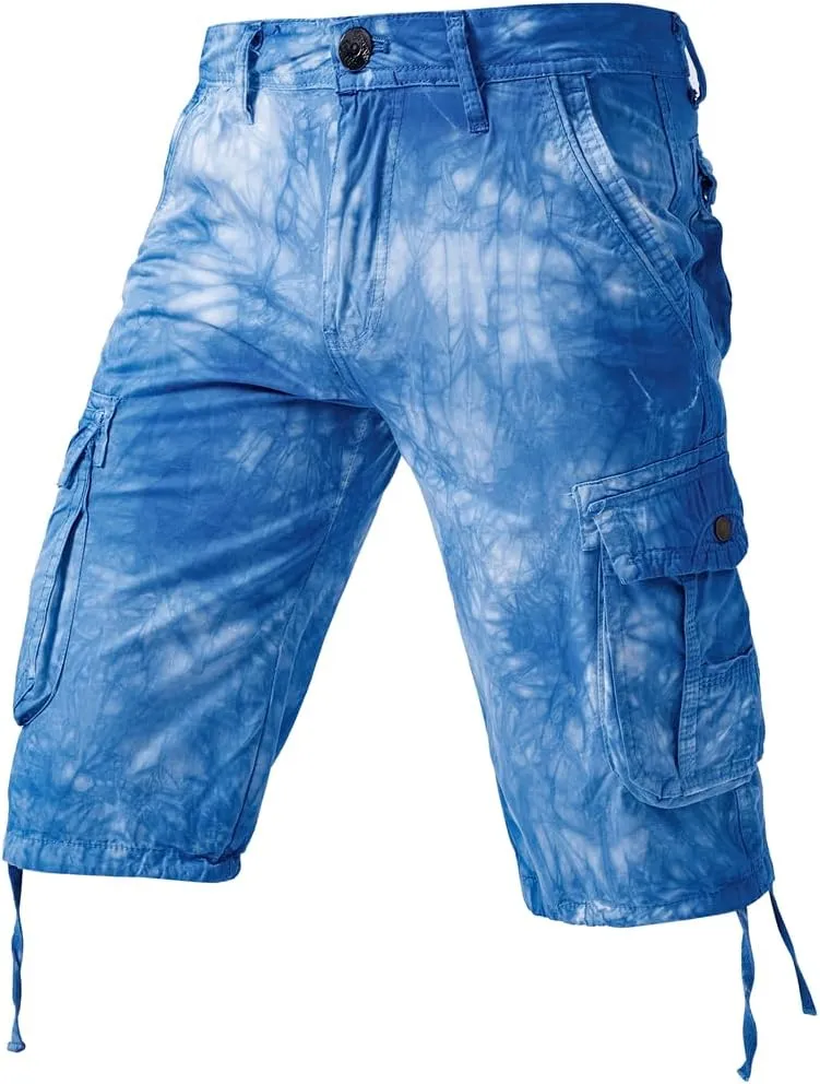 Men's Tie-dye Cargo Shorts - Summer Regular-Fit Military Shorts with Multi-Pockets