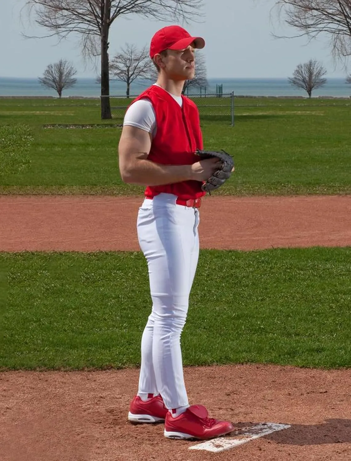 Men's Utility Baseball Pants - Tapered Jogger Fit Adult Training Tweeners Pants Dual-Layer Knees
