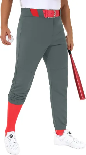 Men's Utility Baseball Pants - Tapered Jogger Fit Adult Training Tweeners Pants Dual-Layer Knees