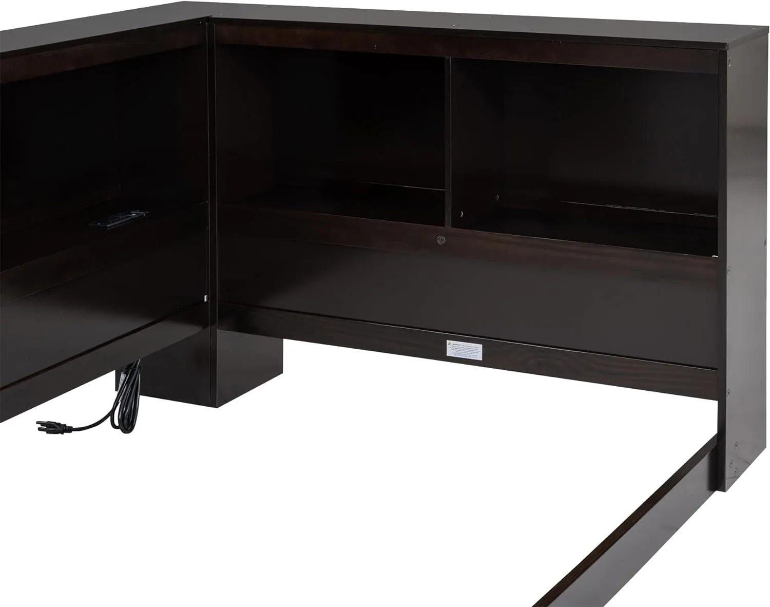 Merax Wood Twin Size Daybed with Storage Cabinets and USB Ports,L-Shaped Bookcases,Espresso