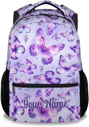 Mercuryelf Kid Backpack for Girls - 17 Inch Custom Pink Lightweight Durable Kid Backpack - Large Capacity Butterfly Bookbag for School, Travel and Camp