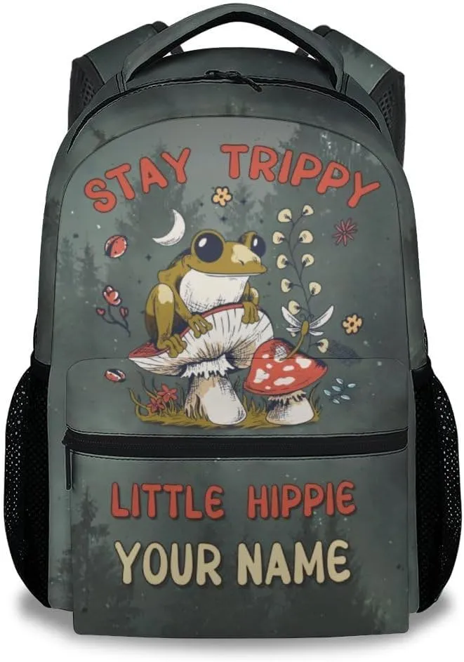 Mercuryelf Kid Backpack for Girls - 17 Inch School Backpack with Large Capacity, Lightweight - Custom Brown Durable Mushroom Bookbag for School, Travel and Camp
