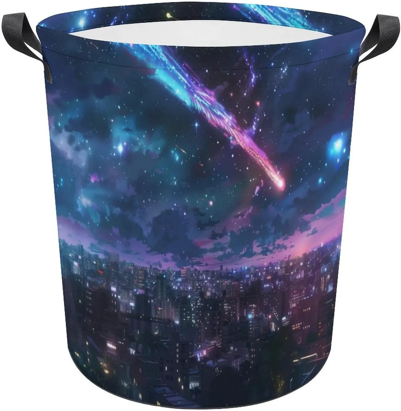 Meteor Neon City Large Laundry Basket Laundry Hamper Bag Washing Bin Collapsible with Handles Travel Bathroom