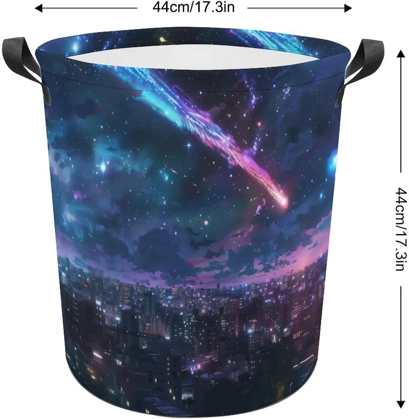 Meteor Neon City Large Laundry Basket Laundry Hamper Bag Washing Bin Collapsible with Handles Travel Bathroom