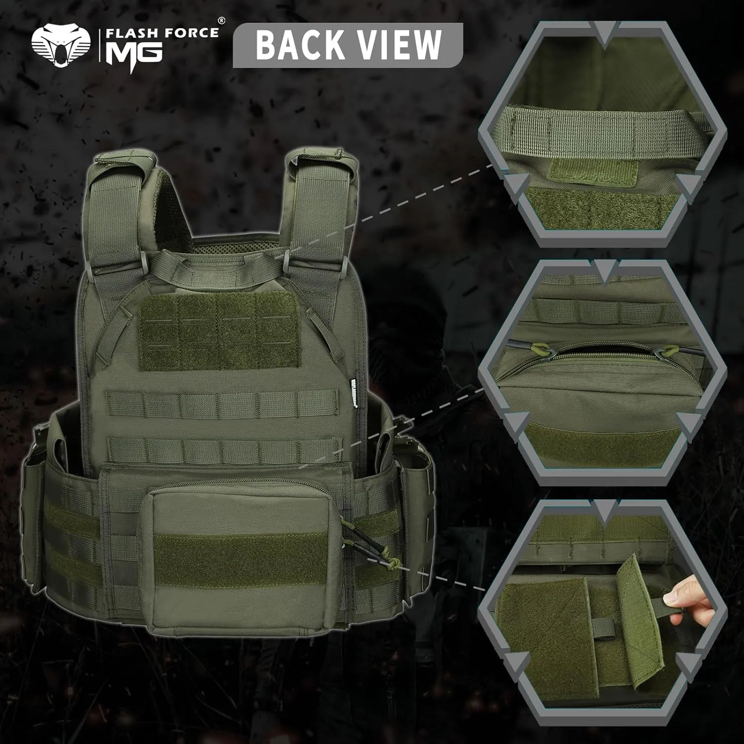 MGFLASHFORCE Tactical Vest Molle Airsoft Vest for Men
