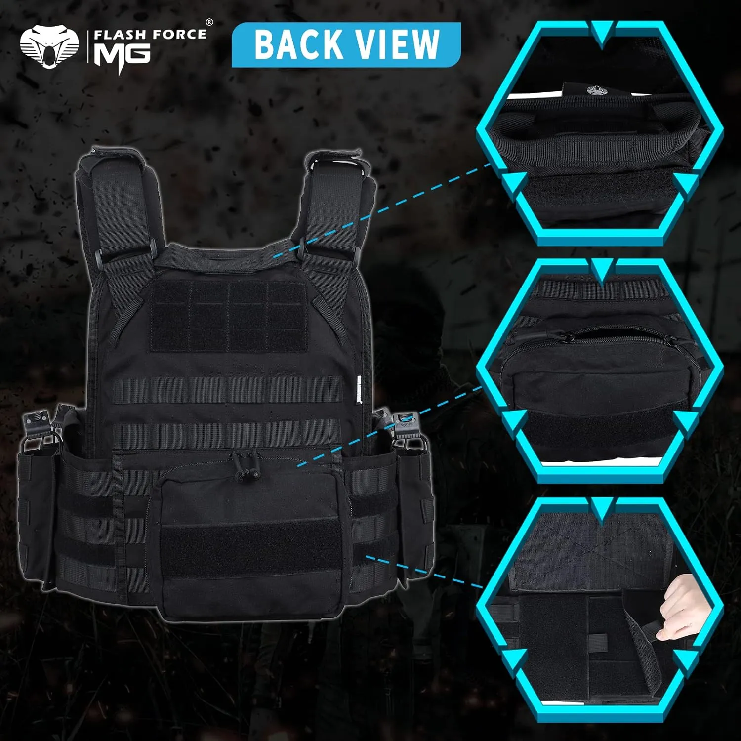 MGFLASHFORCE Tactical Vest Molle Airsoft Vest for Men
