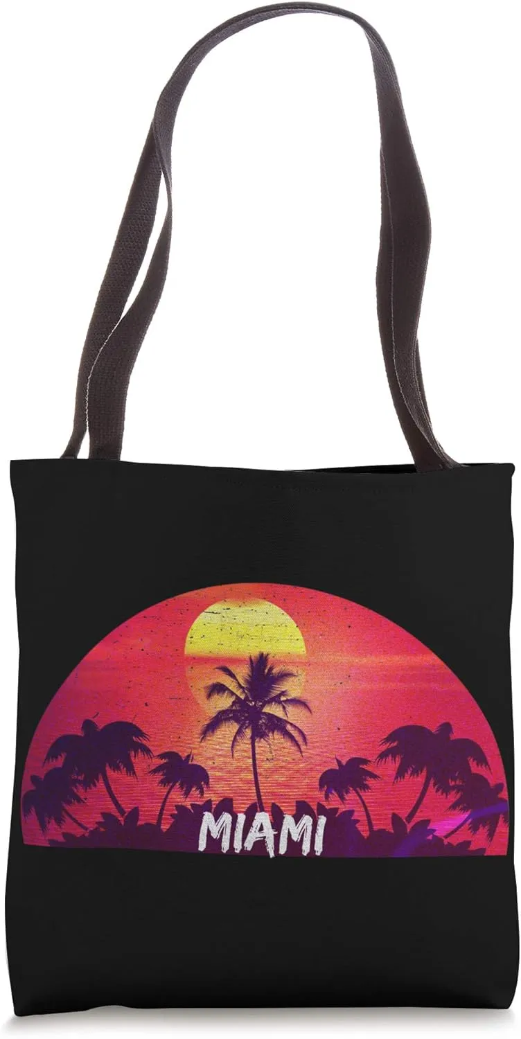 Miami Travel Distressed Design Tote Bag
