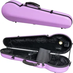 MI&VI NP-7001S Classic Poly Carbon Shaped Violin Case (Full Size) 4/4 with Carry Straps | Hygrometer | Tough Shell (Purple)