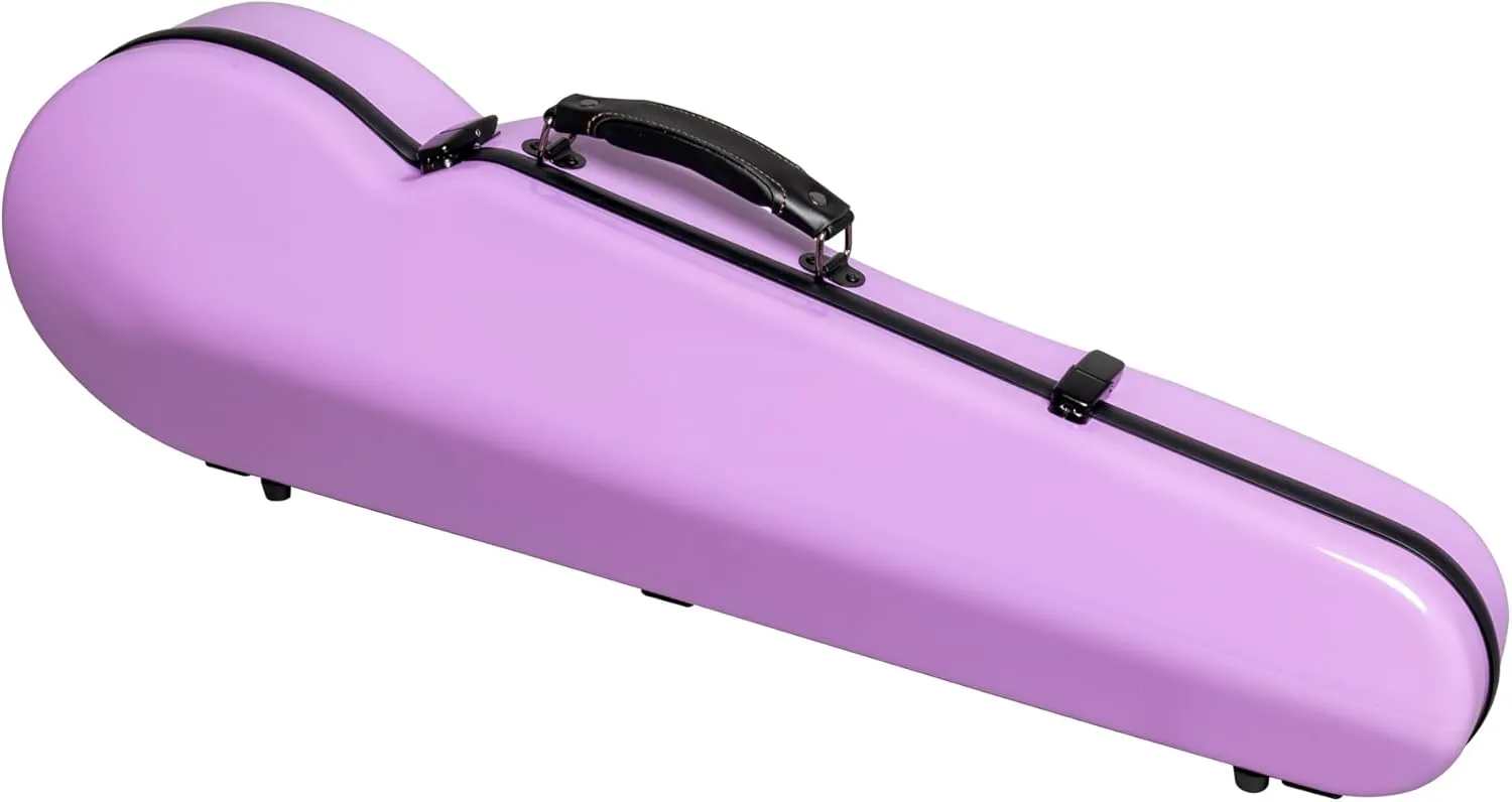 MI&VI NP-7001S Classic Poly Carbon Shaped Violin Case (Full Size) 4/4 with Carry Straps | Hygrometer | Tough Shell (Purple)