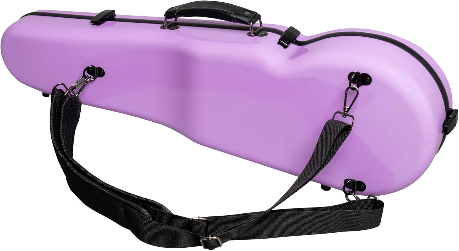 MI&VI NP-7001S Classic Poly Carbon Shaped Violin Case (Full Size) 4/4 with Carry Straps | Hygrometer | Tough Shell (Purple)