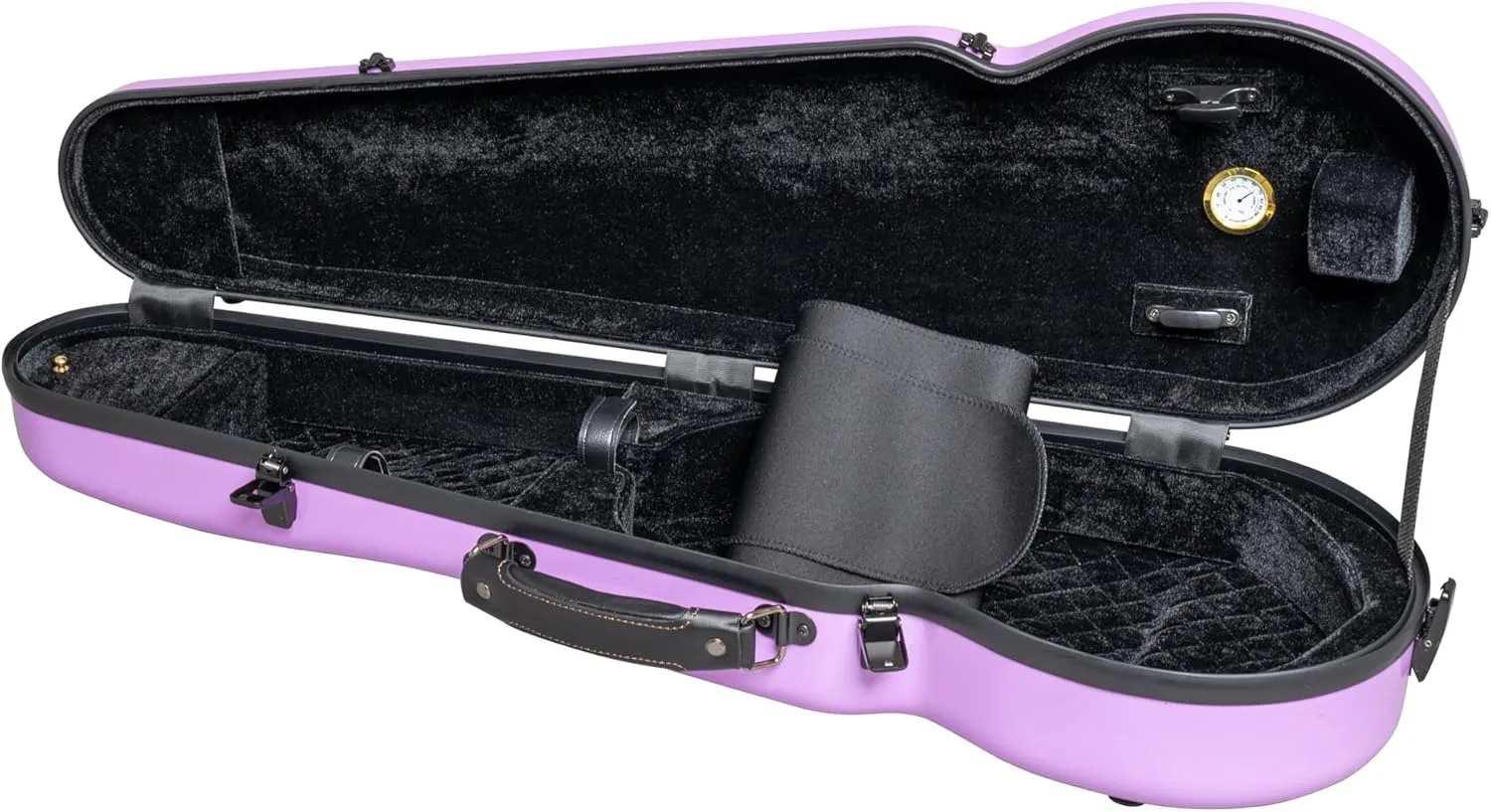 MI&VI NP-7001S Classic Poly Carbon Shaped Violin Case (Full Size) 4/4 with Carry Straps | Hygrometer | Tough Shell (Purple)