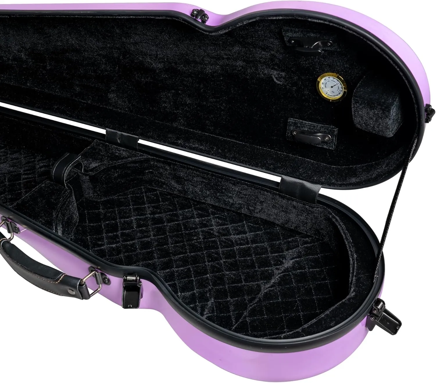 MI&VI NP-7001S Classic Poly Carbon Shaped Violin Case (Full Size) 4/4 with Carry Straps | Hygrometer | Tough Shell (Purple)