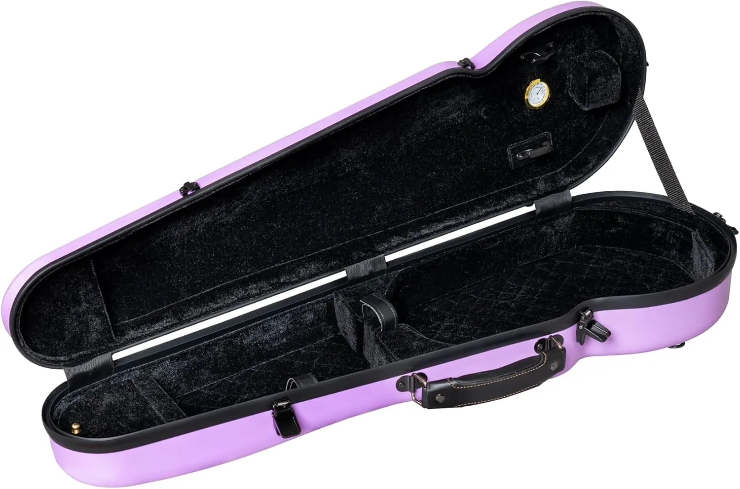 MI&VI NP-7001S Classic Poly Carbon Shaped Violin Case (Full Size) 4/4 with Carry Straps | Hygrometer | Tough Shell (Purple)