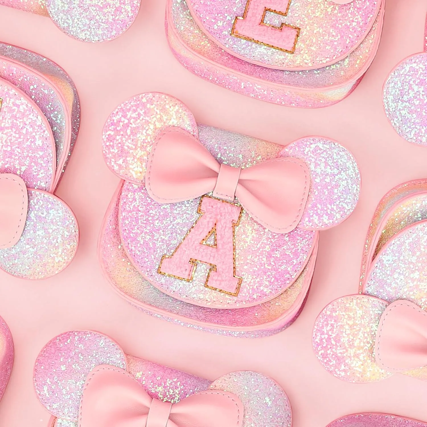 mibasies Toddler Purse Girl Gifts: Little Kids Gifts - Birthday Gifts for Girls 3-8 Mini Mouse Ears Bow Purse Glitter Rainbow C