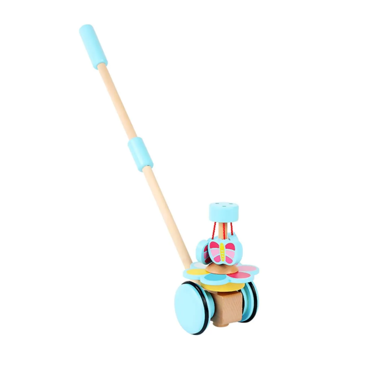 Milisten Cart Toddler Trolley Toy Boys and Girls Plaything Walk Learning Trainer Wooden Material Non-Slip Handle Random