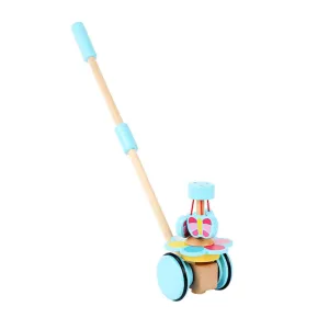Milisten Cart Toddler Trolley Toy Boys and Girls Plaything Walk Learning Trainer Wooden Material Non-Slip Handle Random