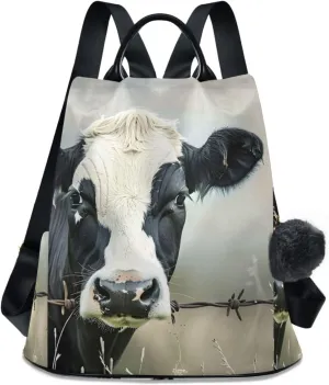 Milk Cow Backpack for Women Anti Theft Large Fashion Travel Shoulder Bag Purse Rucksack Lightweight