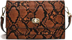 Mini Purses Shoulder Bag, Retro Snake Skin Print Lock Crossbody Bag Handbag for Working &Shopping