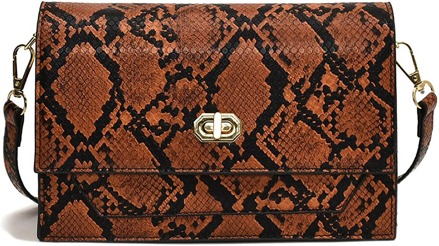 Mini Purses Shoulder Bag, Retro Snake Skin Print Lock Crossbody Bag Handbag for Working &Shopping