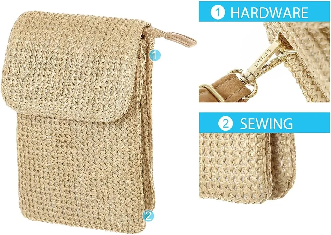 MINICAT Straw Small Summer Purses for Women Crossbody Purse Beach Bags for Everyday Cruise Travel Vacation Essentials