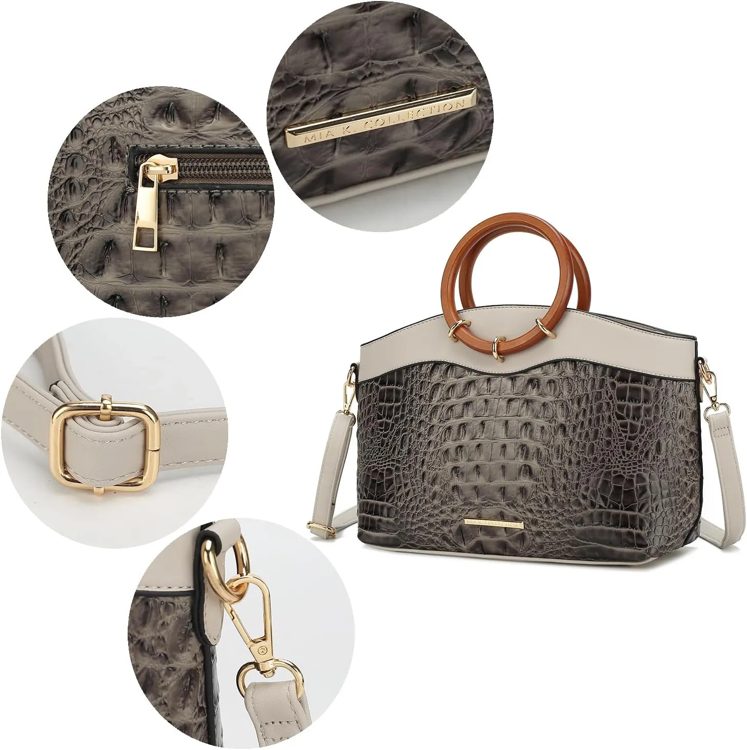 MKF Collection Croco Tote Set Bag for Women, Top Handle Ladies Shoulder Handbag With Wristlet Wallet, Ladies Fashion Purse
