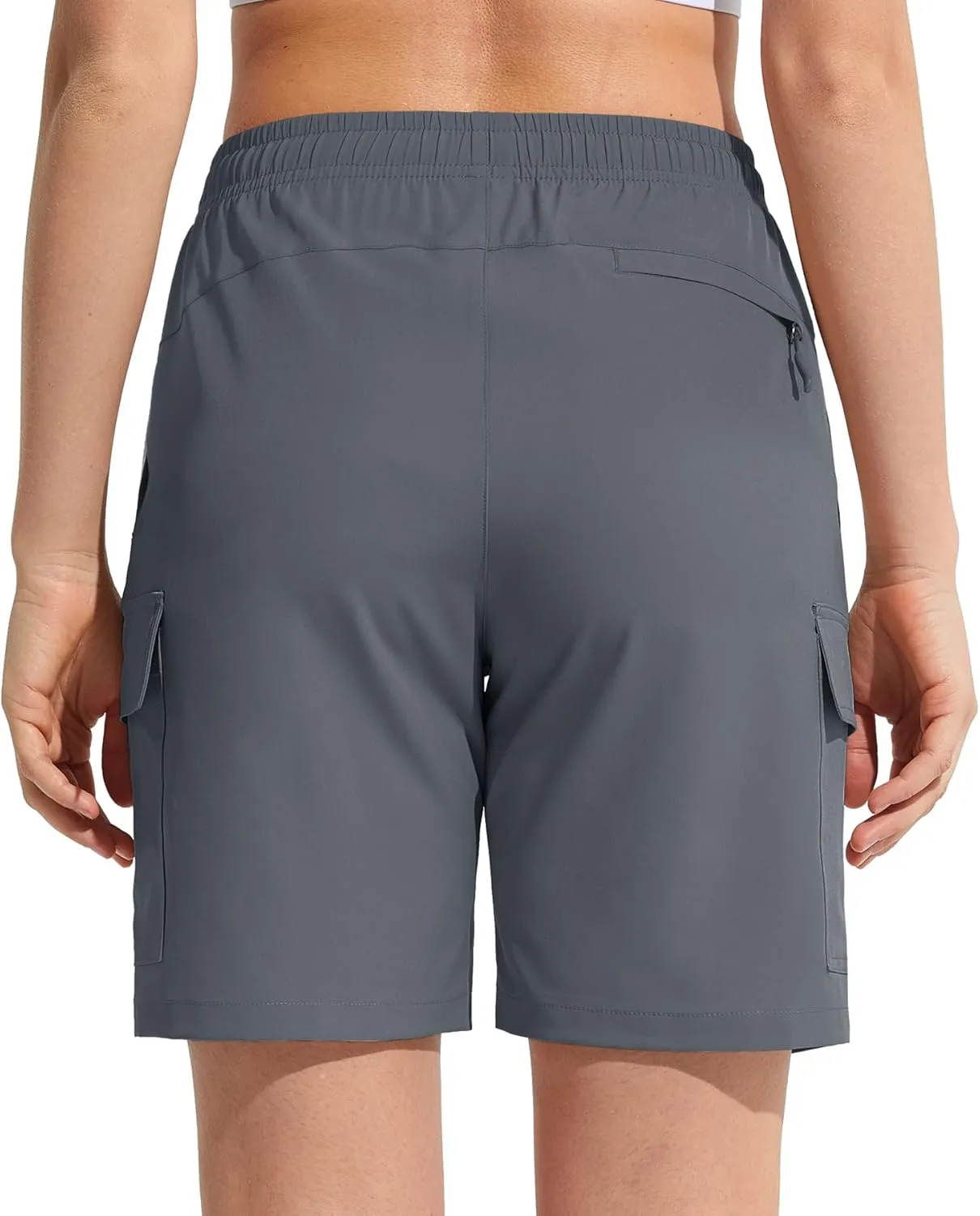 MOCOLY Womens Hiking Cargo Shorts 8" Quick Dry Lightweight Golf Shorts for Camping Travel Athletic with Zipper Pockets