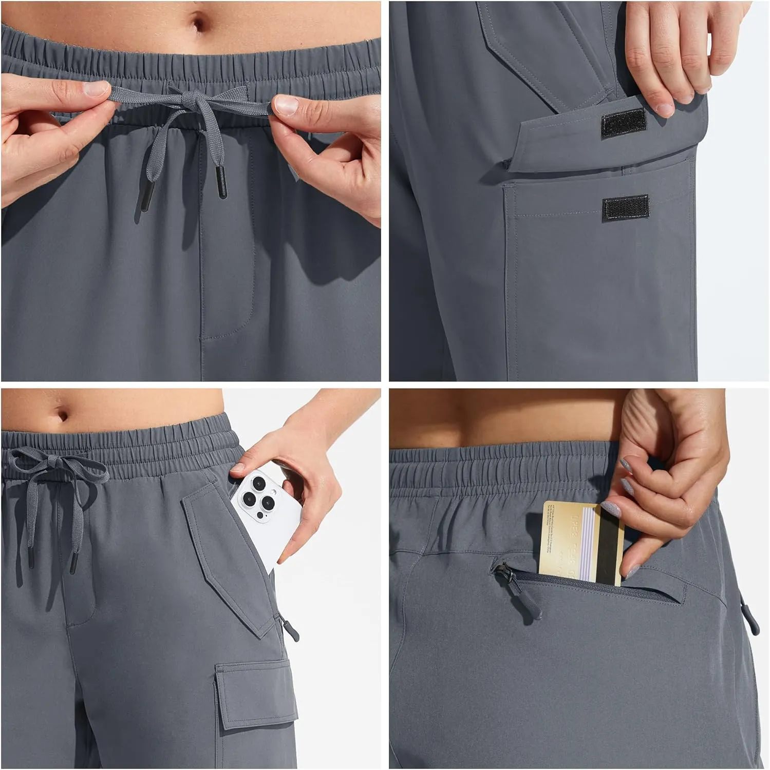 MOCOLY Womens Hiking Cargo Shorts 8" Quick Dry Lightweight Golf Shorts for Camping Travel Athletic with Zipper Pockets