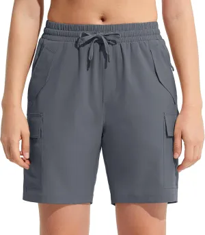 MOCOLY Womens Hiking Cargo Shorts 8" Quick Dry Lightweight Golf Shorts for Camping Travel Athletic with Zipper Pockets
